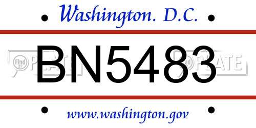 BN5483 District Of Columbia License Plate