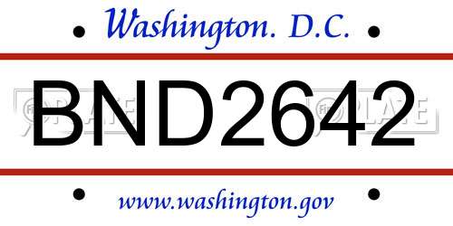 BND2642 District Of Columbia License Plate