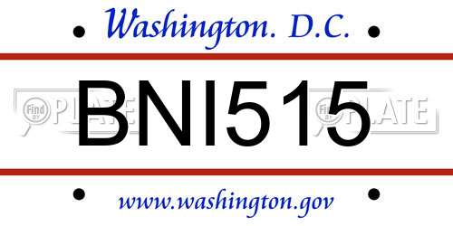 BNI515 District Of Columbia License Plate