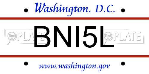 BNI5L District Of Columbia License Plate