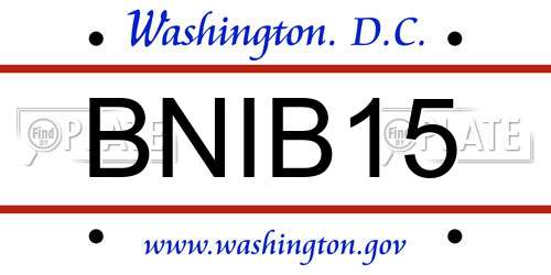 BNIB15 District Of Columbia License Plate