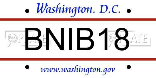 BNIB18 District Of Columbia License Plate