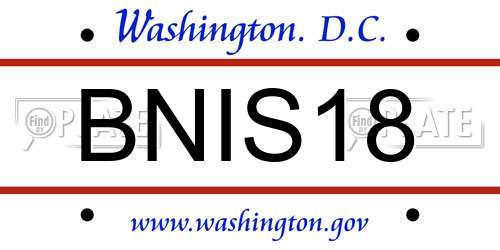 BNIS18 District Of Columbia License Plate