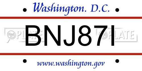 BNJ87I District Of Columbia License Plate