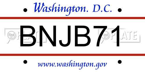 BNJB71 District Of Columbia License Plate