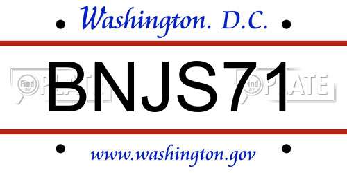 BNJS71 District Of Columbia License Plate