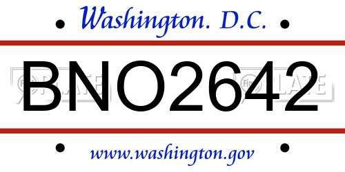 BNO2642 District Of Columbia License Plate