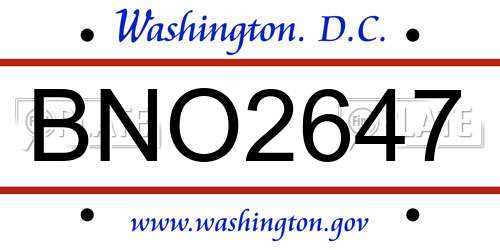 BNO2647 District Of Columbia License Plate