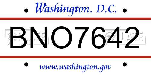 BNO7642 District Of Columbia License Plate