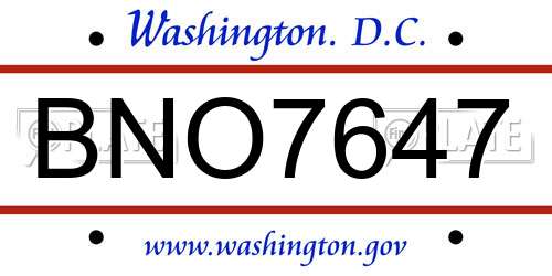 BNO7647 District Of Columbia License Plate