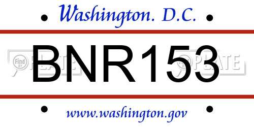BNR153 District Of Columbia License Plate