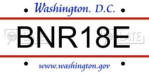 BNR18E District Of Columbia License Plate