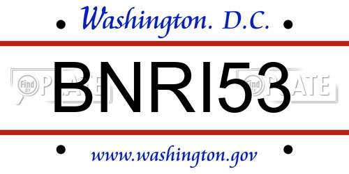 BNRI53 District Of Columbia License Plate