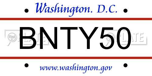 BNTY50 District Of Columbia License Plate