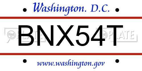 BNX54T District Of Columbia License Plate