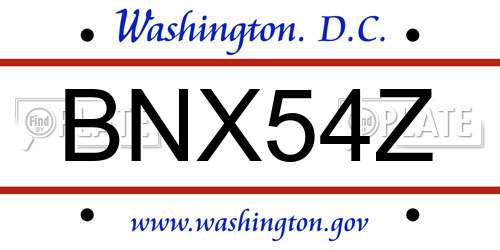 BNX54Z District Of Columbia License Plate
