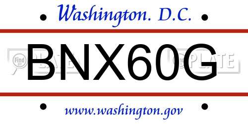 BNX60G District Of Columbia License Plate