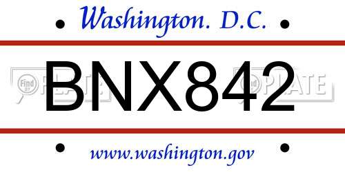 BNX842 District Of Columbia License Plate