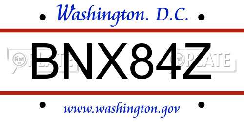 BNX84Z District Of Columbia License Plate