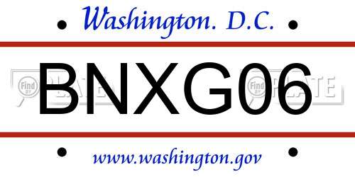 BNXG06 District Of Columbia License Plate