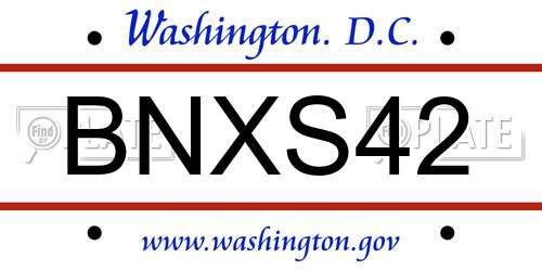 BNXS42 District Of Columbia License Plate