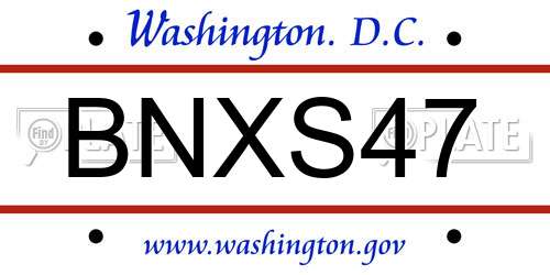 BNXS47 District Of Columbia License Plate
