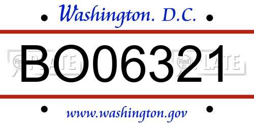 BO06321 District Of Columbia License Plate