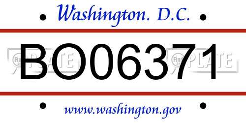 BO06371 District Of Columbia License Plate
