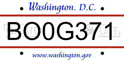 BO0G371 District Of Columbia License Plate
