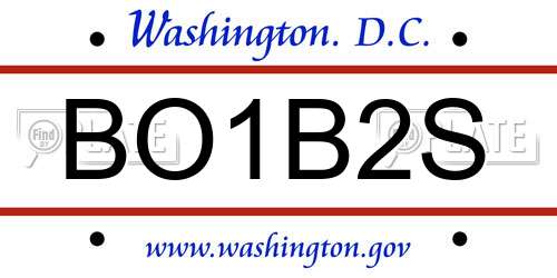 BO1B2S District Of Columbia License Plate