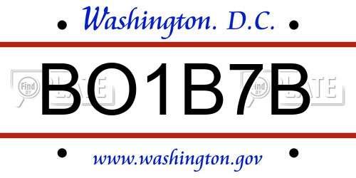 BO1B7B District Of Columbia License Plate
