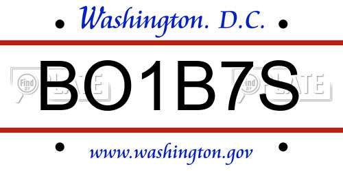 BO1B7S District Of Columbia License Plate