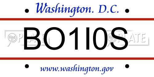 BO1I0S District Of Columbia License Plate