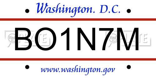 BO1N7M District Of Columbia License Plate