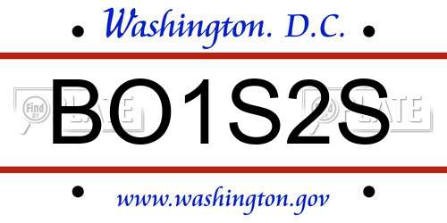 BO1S2S District Of Columbia License Plate