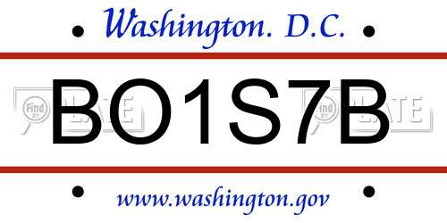 BO1S7B District Of Columbia License Plate