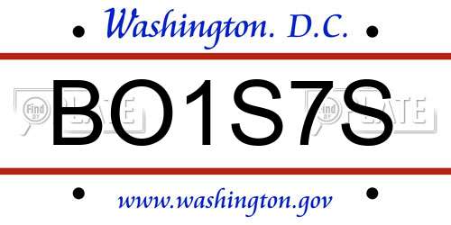 BO1S7S District Of Columbia License Plate