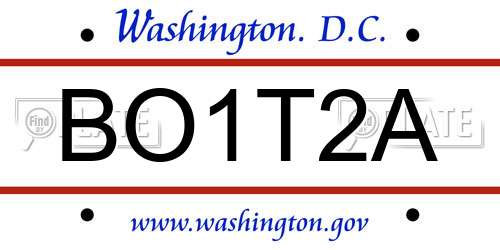 BO1T2A District Of Columbia License Plate