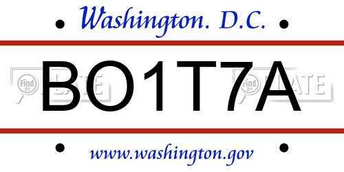 BO1T7A District Of Columbia License Plate