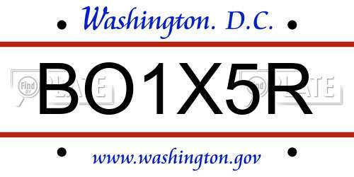 BO1X5R District Of Columbia License Plate