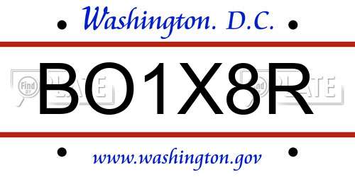 BO1X8R District Of Columbia License Plate