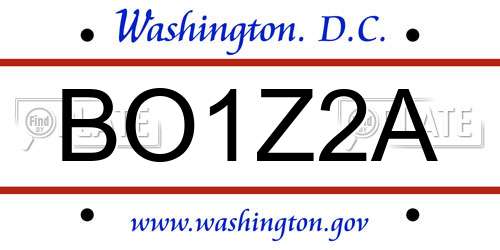 BO1Z2A District Of Columbia License Plate