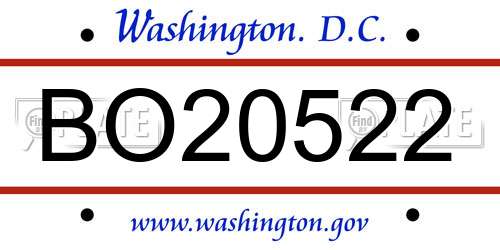BO20522 District Of Columbia License Plate