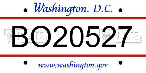 BO20527 District Of Columbia License Plate