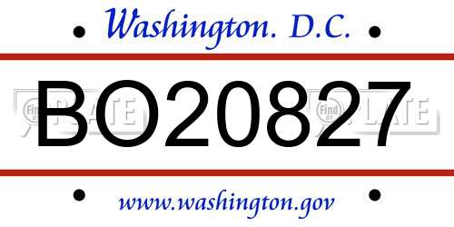 BO20827 District Of Columbia License Plate