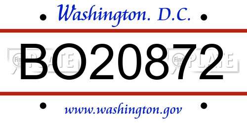 BO20872 District Of Columbia License Plate