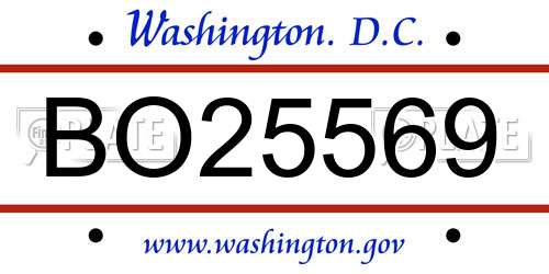 BO25569 District Of Columbia License Plate