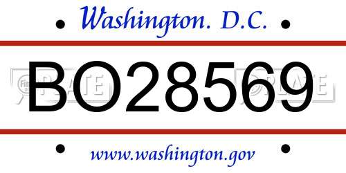 BO28569 District Of Columbia License Plate