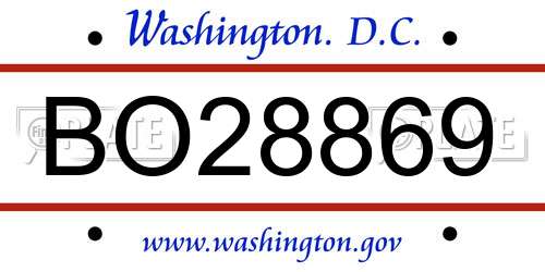 BO28869 District Of Columbia License Plate