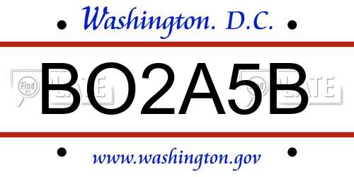 BO2A5B District Of Columbia License Plate